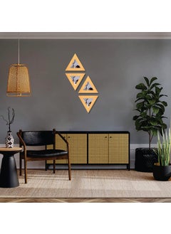 Creative Arts n Frames Creative Arts n Frames Self Adhesive Wooden Decorative Wall Framed Mirror Set of 4 Triangular Shape for Home Office Wall Living Room Bedroom Lobby Decoration 10x10inch Bavarian Beech  - Image 2