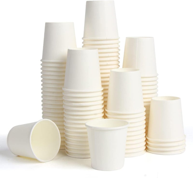 VEYLIN Disposable Mouthwash Paper Cups 100Count 2OZ Small White Paper Cups for Hot and Cold Drinks Coffee Tea and Party Supplies Perfect for Bathroom Travel and Picnic 50ML