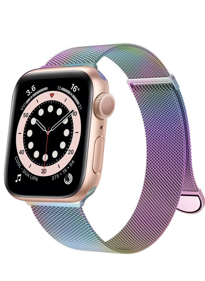 ANYOGRO Compatible with Apple Watch Band 42mm 44mm 45mm 46mm 49mm for Women and Men, Stainless Steel Magnetic Metal Wristband Strap Compatible with iWatch Series 10 9 8 7 6 5 4 3 2 1 SE 2/1 Colorful  - Image 1