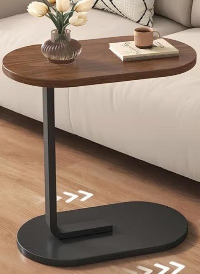 C Shaped Side Table, Modern C Shaped End Table for Small Spaces, Small Couch Side Tables That Slide Under, Wood Coffee Table for Sofa and Bed.(Walnut + Black) - Image 2