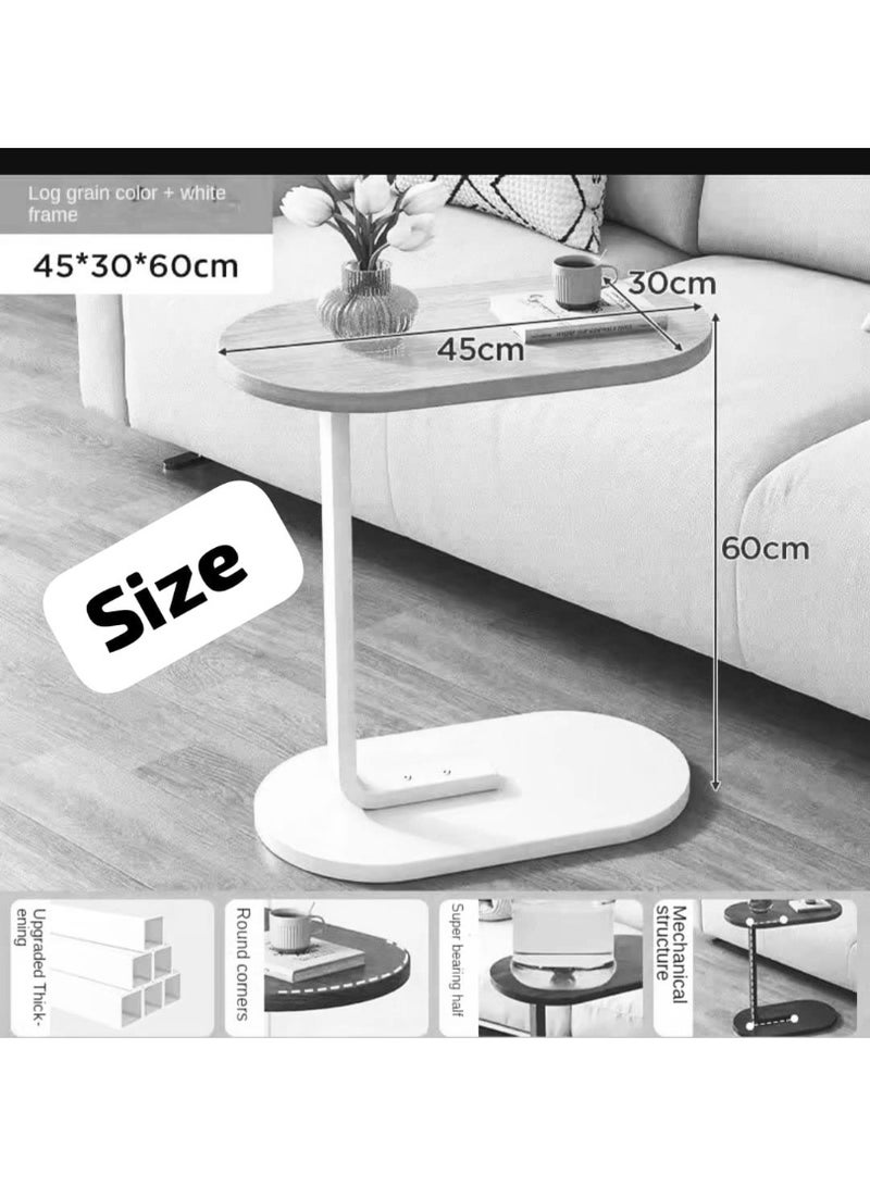 C Shaped Side Table, Modern C Shaped End Table for Small Spaces, Small Couch Side Tables That Slide Under, Wood Coffee Table for Sofa and Bed.(Walnut + Black) - Image 3
