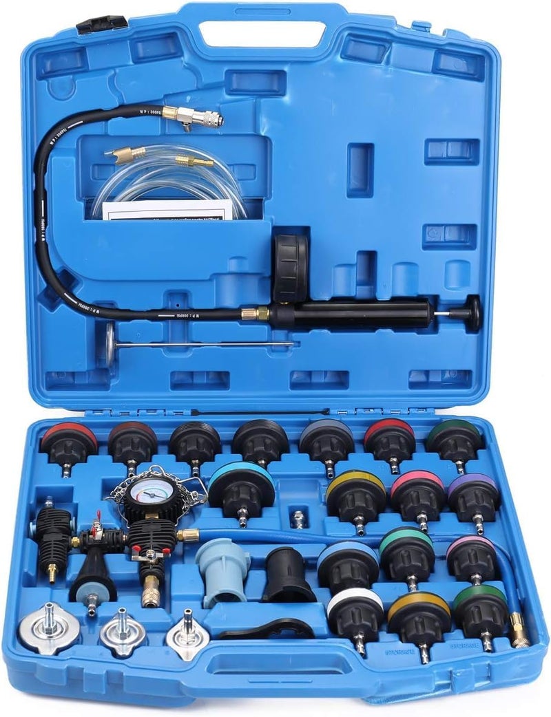 Foloose 28pcs Universal Radiator Pressure Tester Vacuum Type Cooling System Test Kits - Image 1