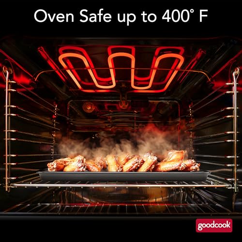 GoodCook 15” x 10.5” Nonstick Carbon Steel Baking Pan & Raised Wire Rack – Pizza Crisper, Crispy Bacon, Multipurpose Cooking Sheet Pan, Cooling Rack, Kitchen Cookware Set, Dishwasher Safe - Image 4