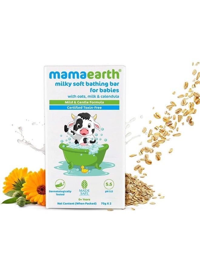 Mamaearth Milky Soft Bathing Bar For Babies With Oats, Milk And Calendula 75G X 2 - Image 2