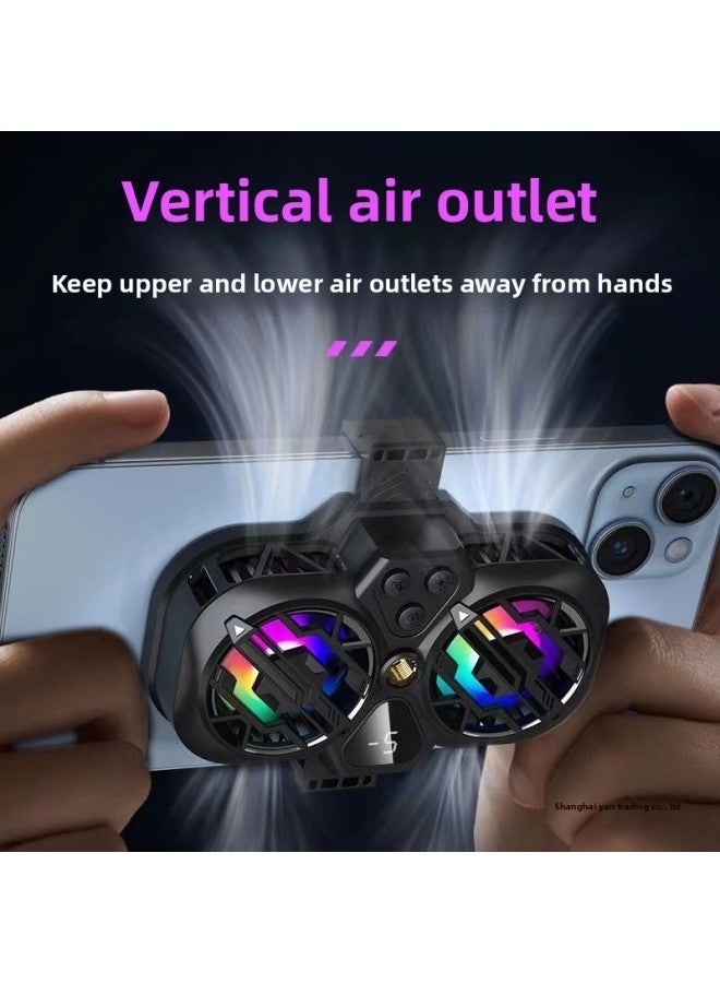Live Broadcast Dedicated Mobile Phone Radiator Cooling Artifact Semiconductor Refrigeration Ultra-quiet Ice Back Clip Desktop Bracket-Color:[special For Overhead Shooting] Dual-core | Three-speed Adjustment Digital Display + Shooting Bracket  - Image 4