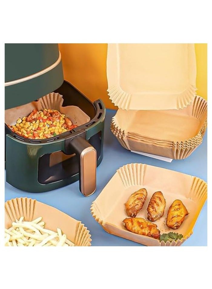 Square Air Fryer Liners 20cm/200mmXXL(Large Size), Disposable Square Oven Sheet Mold for 5-6L Air Fryer, Waterproof Silicone Air Fryer Accessories(100pcs) - Image 1