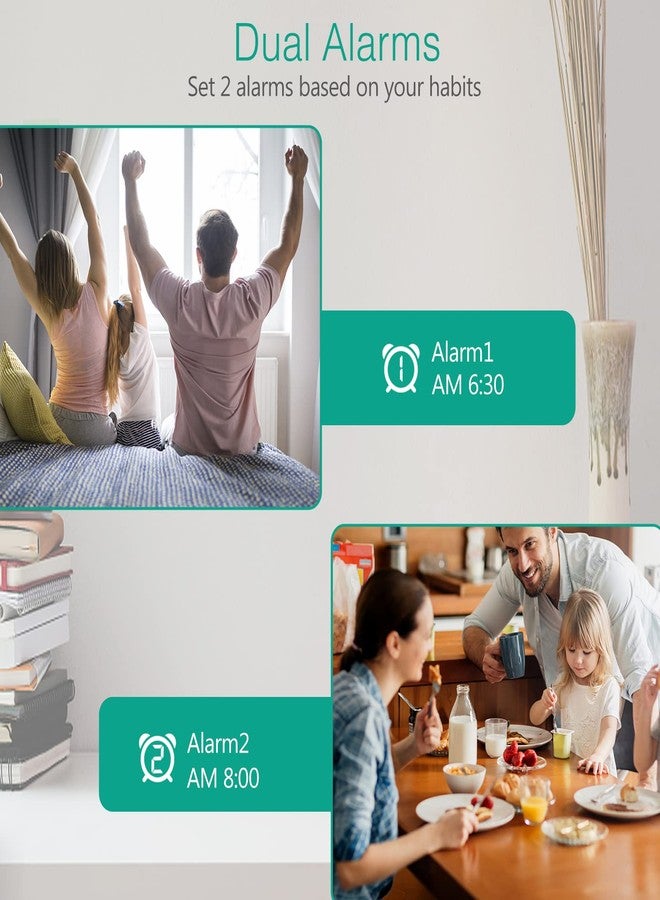 أوريا ساعة منبه رقمية من أوريا، ساعة منبه LED، ساعة مكتبية بشاشة كبيرة مع عرض درجة الحرارة، نظام 12/24 ساعة، خاصية الغفوة، شحن USB أو تعمل ببطاريات AAA، مناسبة لغرف النوم وغرف المعيشة. - Image 3