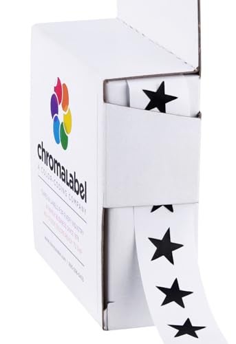 ChromaLabel 3/8" 0.375 Inch Color Code Star Stickers, 1000 Labels per Dispenser Box, Black - Image 1