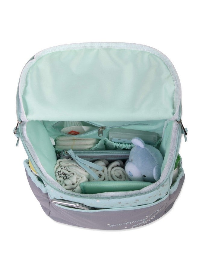 Baby Essentials Baby Essentials Diaper Bag Backpack 5 Piece Set with Sun, Moon, and Stars, Wipes Pocket, Stroller Straps, Dirty Diaper Pouch, Changing Pad (Grey/Blue Backpack) - Image 3