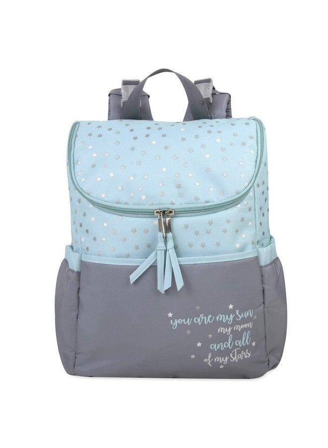 Baby Essentials Baby Essentials Diaper Bag Backpack 5 Piece Set with Sun, Moon, and Stars, Wipes Pocket, Stroller Straps, Dirty Diaper Pouch, Changing Pad (Grey/Blue Backpack) - Image 2