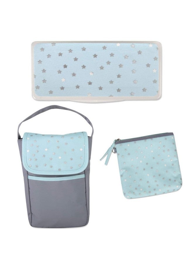Baby Essentials Baby Essentials Diaper Bag Backpack 5 Piece Set with Sun, Moon, and Stars, Wipes Pocket, Stroller Straps, Dirty Diaper Pouch, Changing Pad (Grey/Blue Backpack) - Image 4