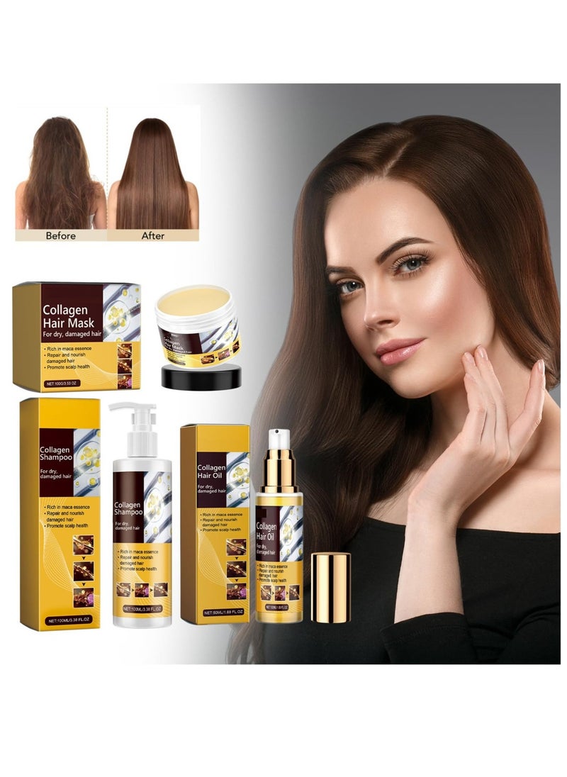 Generic Collagen Hair Mask, Collagen Repair Hair Essential Oil, Nourishment Treatment for Hair Repair & Beauty, for Dry Damaged Hair All Hair Types (100g/3.53 Fl Oz) - Image 2