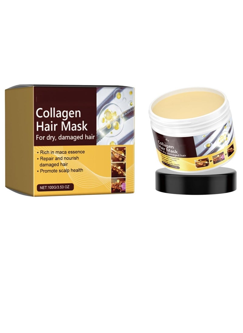 Generic Collagen Hair Mask, Collagen Repair Hair Essential Oil, Nourishment Treatment for Hair Repair & Beauty, for Dry Damaged Hair All Hair Types (100g/3.53 Fl Oz) - Image 1