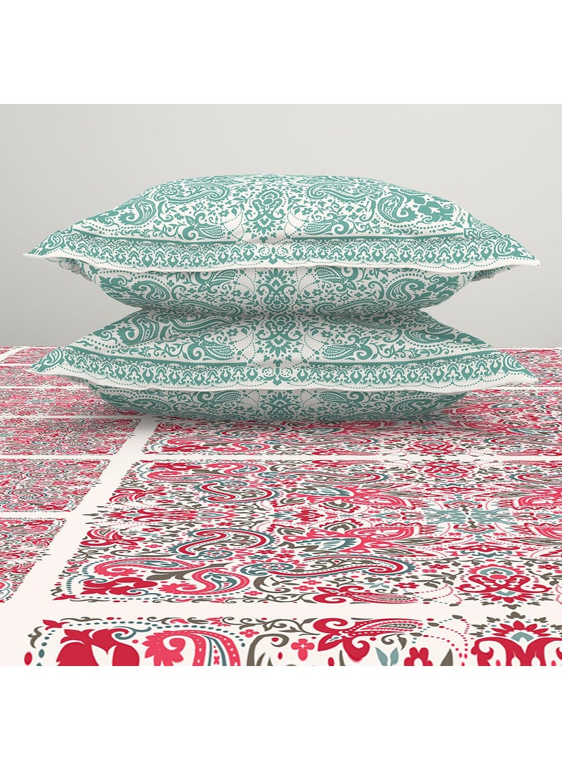SPACES SPACES 100% Cotton Double Bedsheet with 2 Pillow Covers (Size 88 x 100 inch) | 132 TC Bed Sheet for Double Bed | Breathable Pure Cotton Queen Size Bedsheet | BOLDBOHO | Ornate Dark Orange  - Image 5