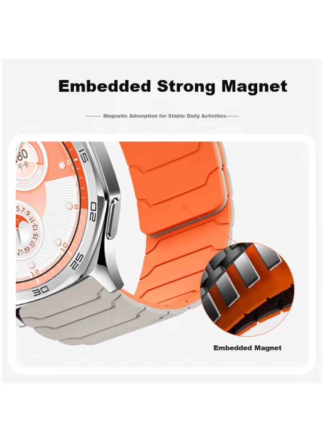 Wei Qiantu Wqtt Silicone Magnetic Watch Strap For Huawei Gt5/gt4/gt3 Watch 3/4 Pro Watch Gt4 Armor Warrior Edition High-end Silicone Magnetic Wristband 46/48mm Dial Black  - Image 3