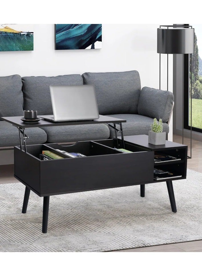 Malazhouse Modern Lift Top Coffee Table – MZCT041-Black – 100L x 45H x 40W - Image 3