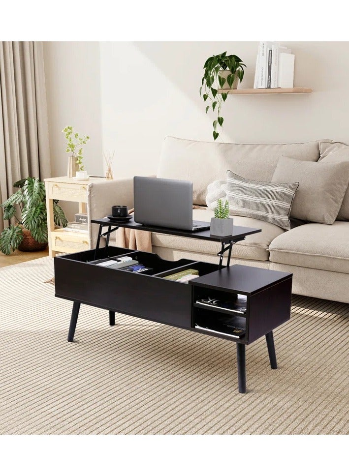 Malazhouse Modern Lift Top Coffee Table – MZCT041-Black – 100L x 45H x 40W - Image 1