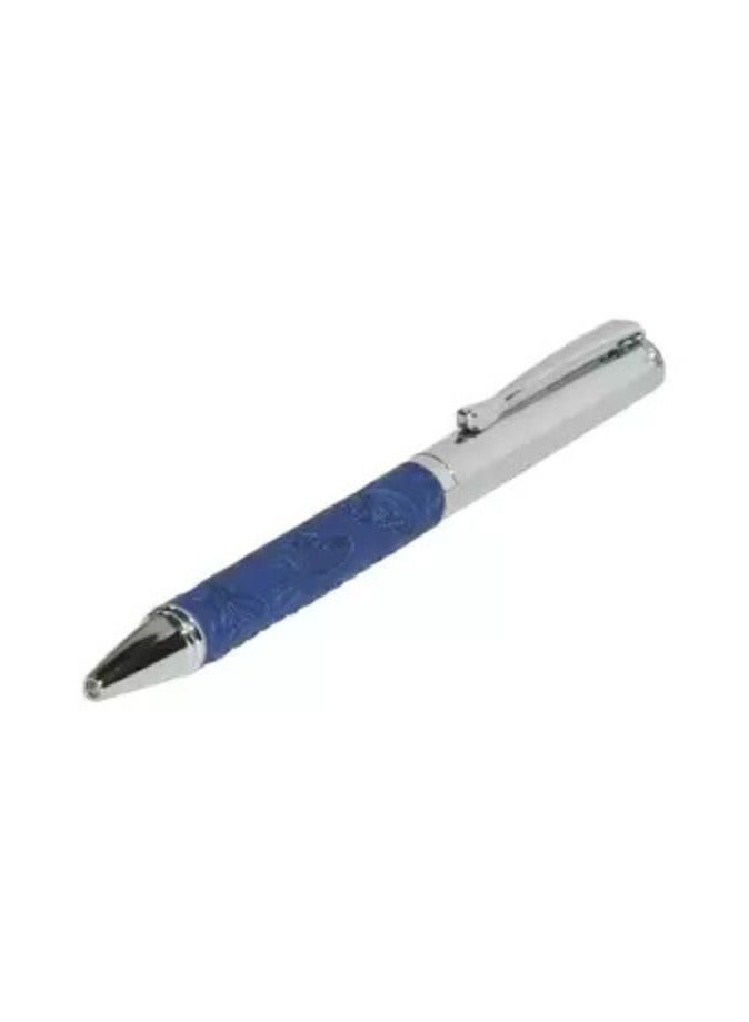 FIS Silver Pens with Embossed Italian PU Wrapper and Gift Box, Blue Colour