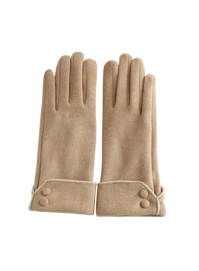 Fapaide Fleece Gloves For Women Spring And Autumn Outdoor Cycling Driving Korean Style Cute Fleece Winter Warm Gloves Black