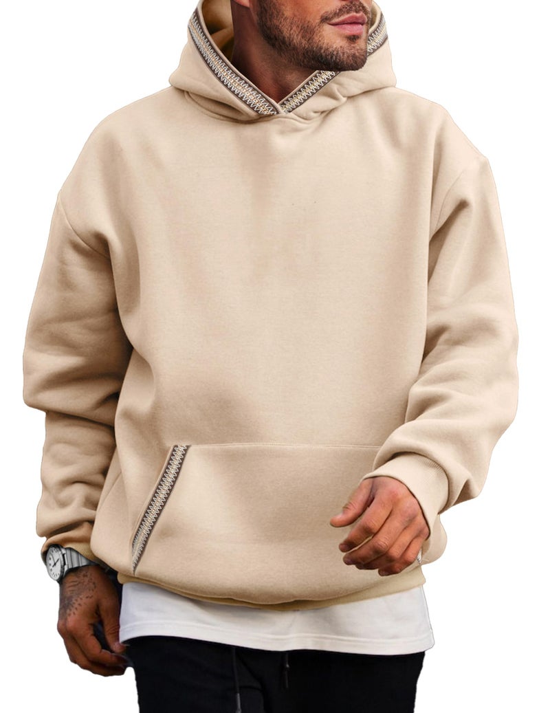 JMIERR Mens Sweatshirts Heavy Oversized Essentials Hoodies for Men Casual Fit Shirts Cotton Sweater Hooded Pullovers, XL, Khaki - Image 1