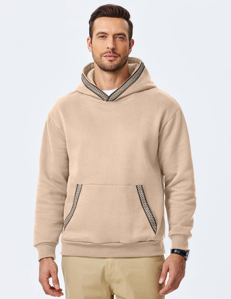 JMIERR Mens Sweatshirts Heavy Oversized Essentials Hoodies for Men Casual Fit Shirts Cotton Sweater Hooded Pullovers, XL, Khaki - Image 2
