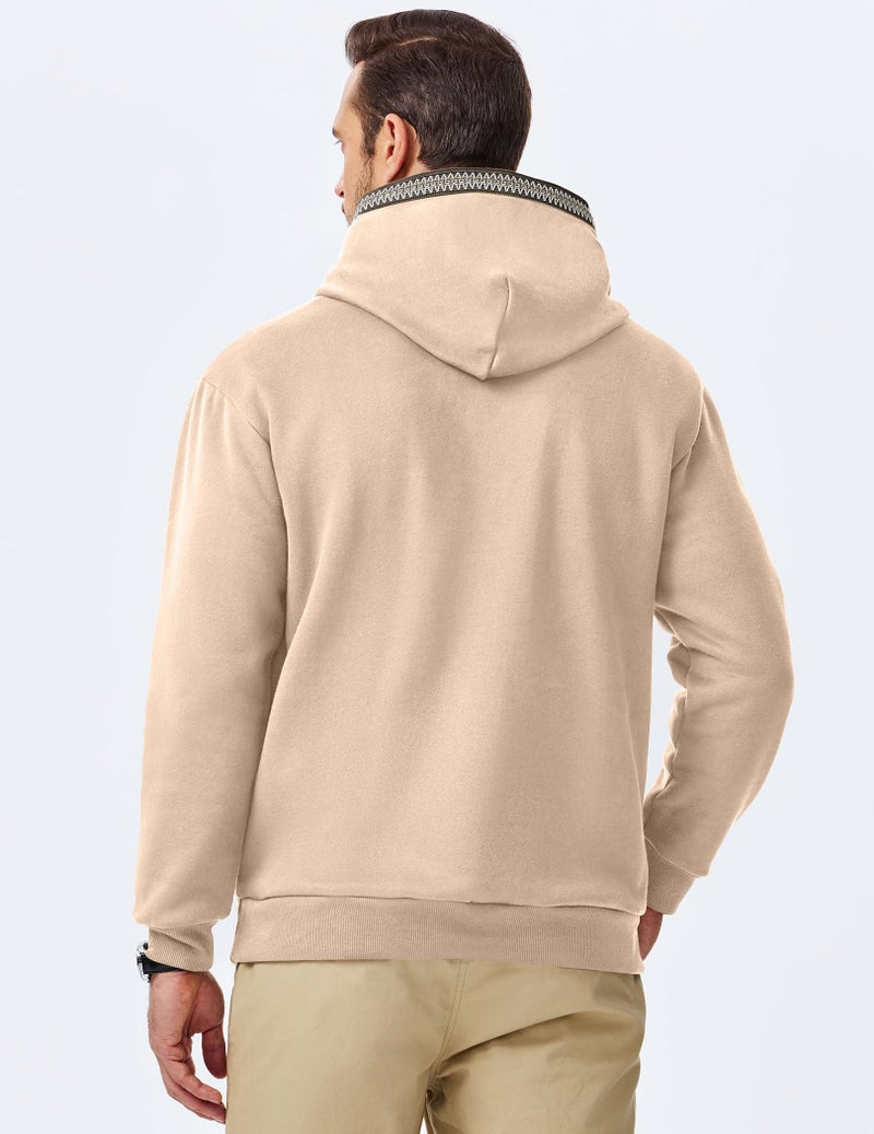 JMIERR Mens Sweatshirts Heavy Oversized Essentials Hoodies for Men Casual Fit Shirts Cotton Sweater Hooded Pullovers, XL, Khaki - Image 3