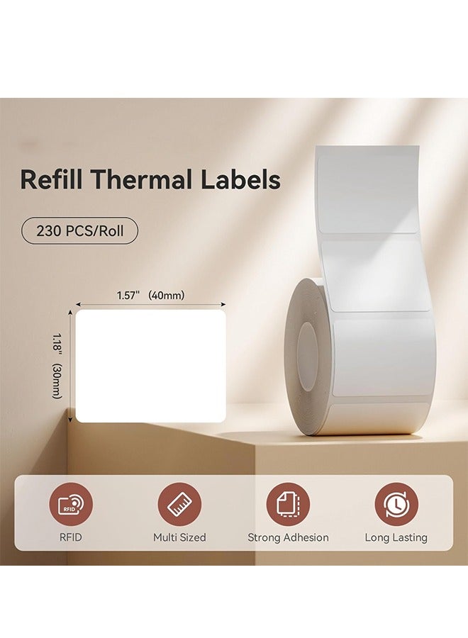 NIIMBOT NIIMBOT 4 Rolls Labels for B1/B21/B3S Label Maker, 40 x 30 mm (1.57'' x 1.18'') 230 Labels/Roll, Thermal Label Tape for Home Office Small Business Labeling Tape Replacement(White) - Image 2