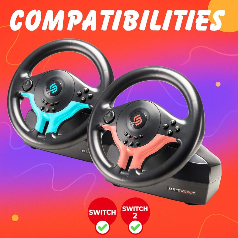 Subsonic - Superdrive SV250-S Lenkrad - Switch 2 / Switch Racing Wheel. 180° Drehung, mit Pedalen und Schaltwippen - Blue Edition - Image 2