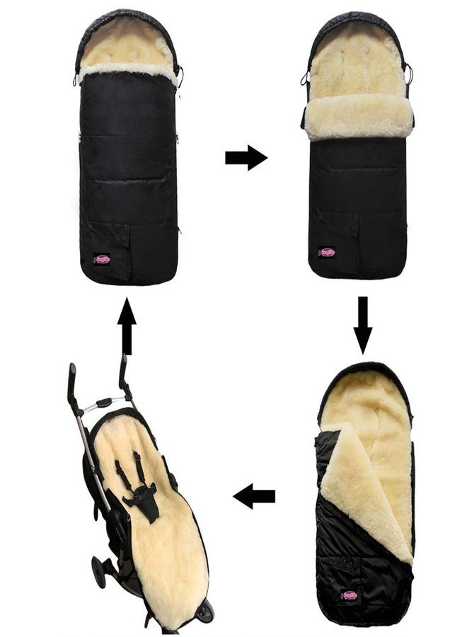 FUNLIFE 100% Australia Sheepskin Snuggle Pod Baby Footmuff for All Strollers0-4T Baby UseWater Repellent,Anti-cold,Anti-kicking,Front Height Adjustabl& Removable Stroller Bunting Bag - Image 4