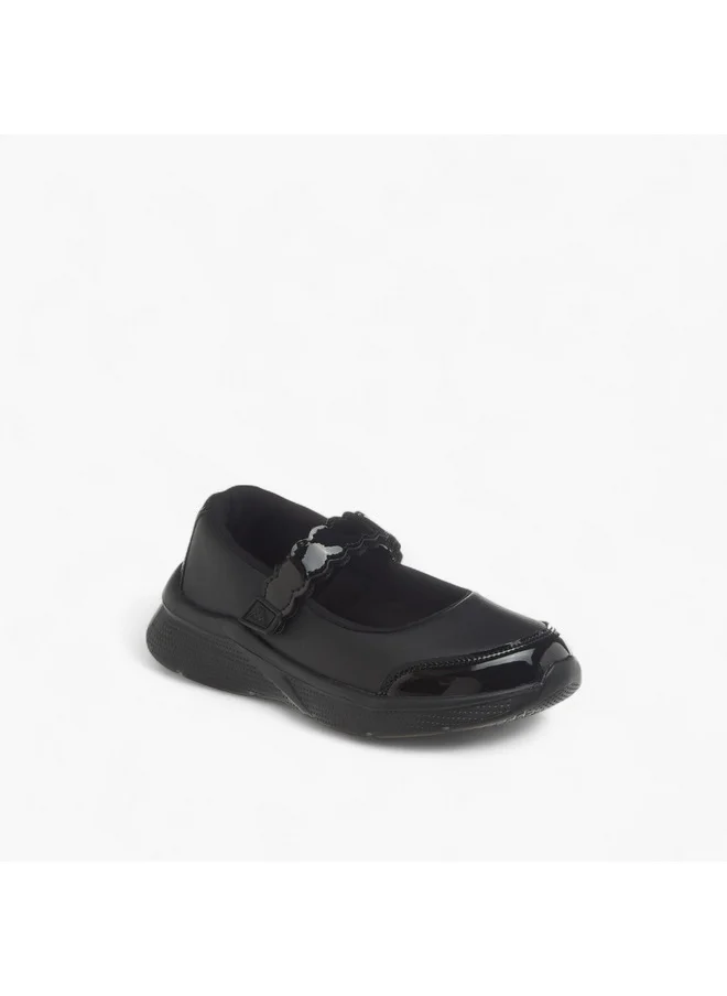 كابا Girls' Solid School Shoes with Hook and Loop Closure