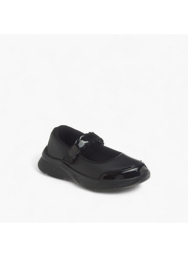 Kappa Girls' Solid School Shoes with Hook and Loop Closure  - Image 2