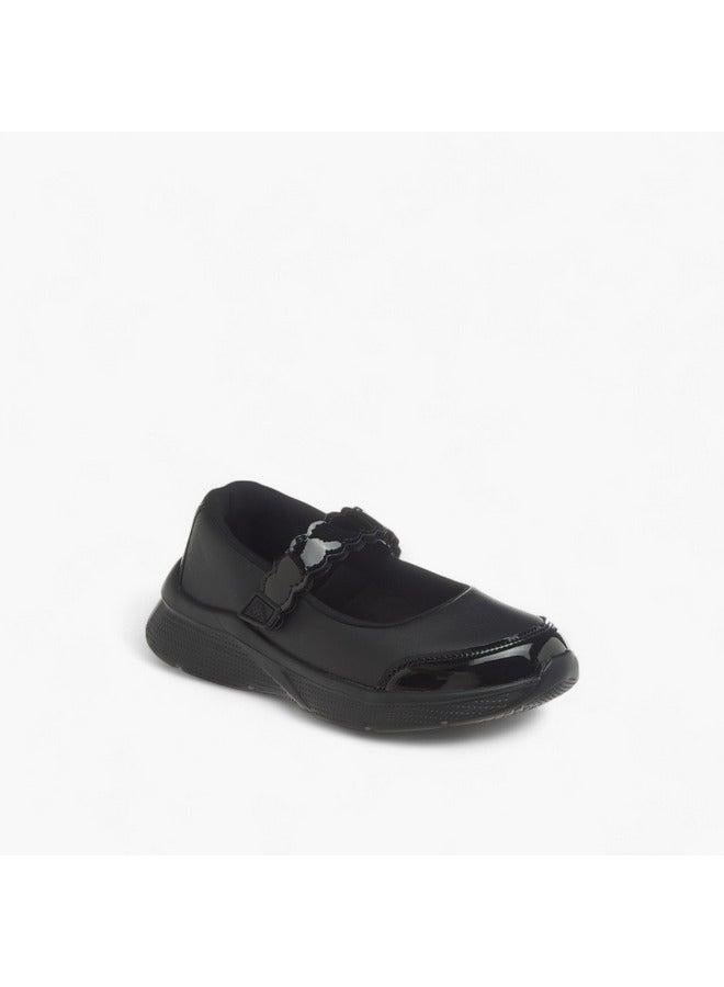 Kappa Girls' Solid School Shoes with Hook and Loop Closure - Image 1