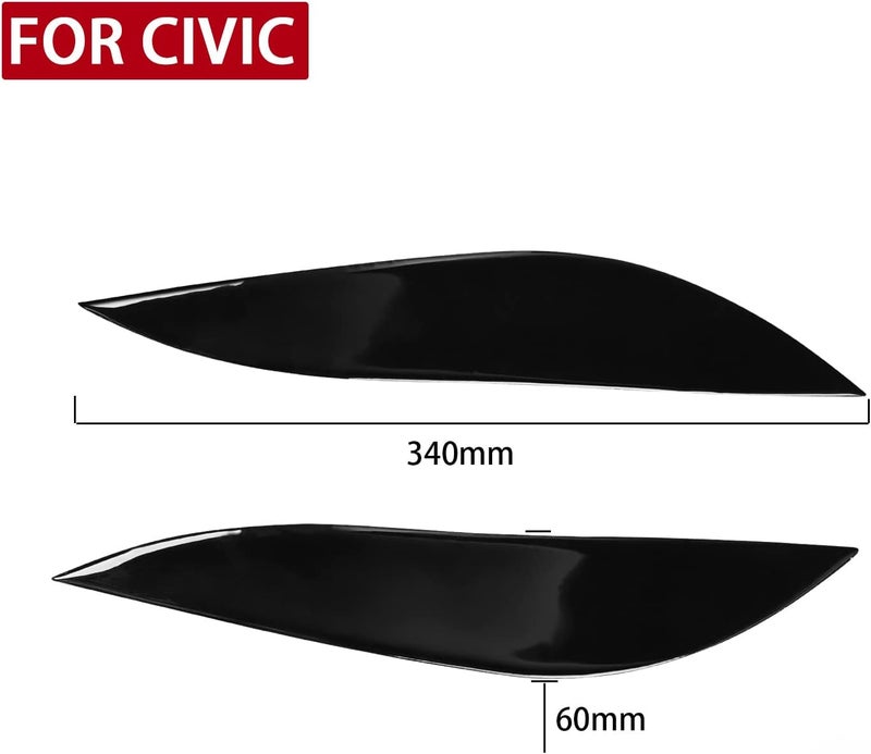 Vuzmode Gloss Black Headlight Eyelids for Civic 2001-2003 - Image 3