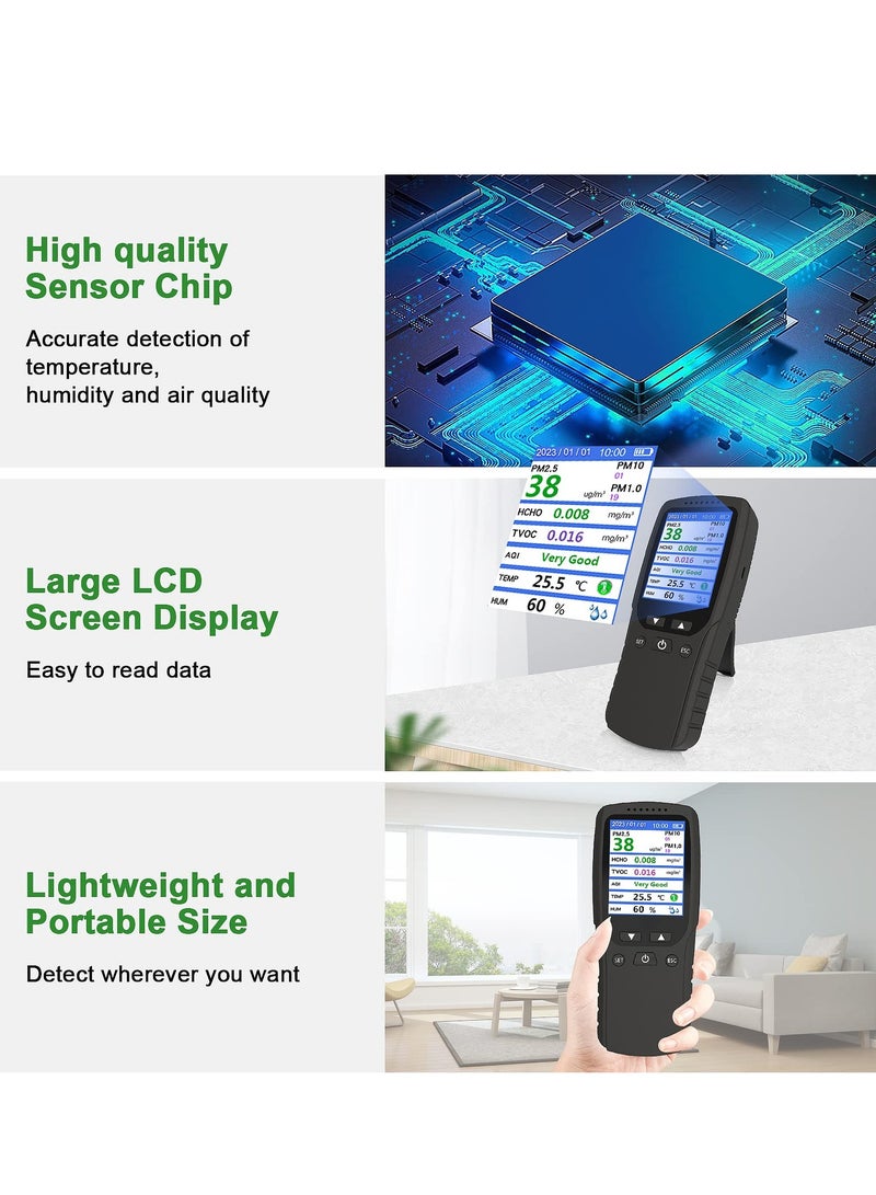 Air Quality Monitor, Formaldehyde Detector, Temperature  Humidity Meter, Pollution Tester, Sensor; Detect PM2.5/PM10/PM1.0 Micron Dust, Test Indoor TVOC Volatile Organic Compound Gas; eBook - Image 2