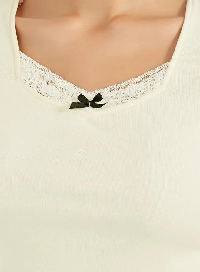 Styli Slim Fit Lace Insert T-Shirt