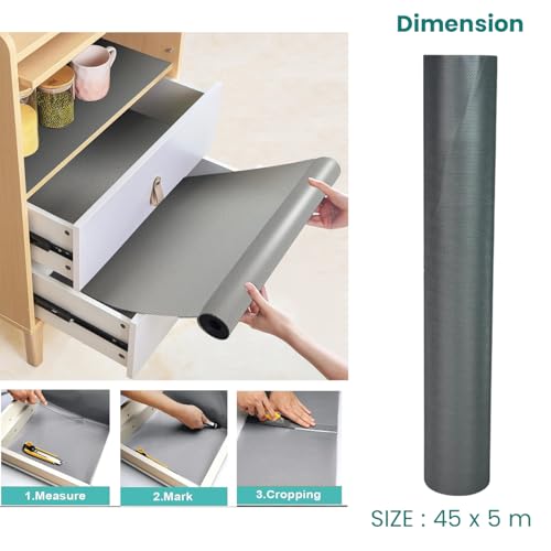 Go Hooked EVA Food Grade Anti-Slip Mat for Fridge, Shelf, Table & Drawer – Washable, Waterproof, Non-Adhesive, Multi-Purpose Liner for Home & Office Use – Cuttable & Reusable (Silver, 45cm X 5m) - Image 3