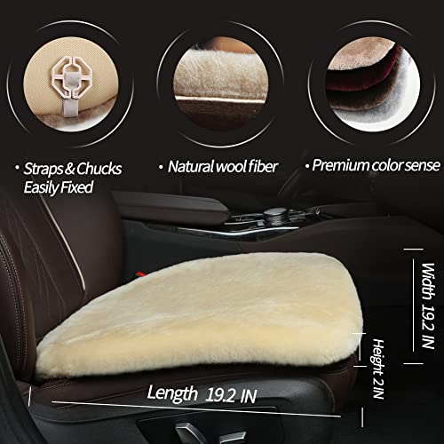 LLB Genuine Sheepskin Car Seat Cushion Seat Covers for Cars Trucks SUV Comfort Seat Protector Pad for Car Driver Seat Car Accessories for Women Office Chair Car Decor (Pearl, Front Seat Cushion-1 Pc) - Image 3
