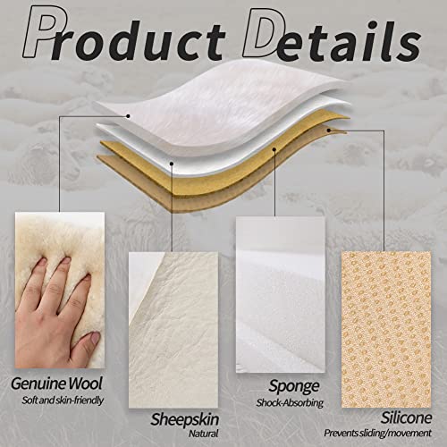 LLB Genuine Sheepskin Car Seat Cushion Seat Covers for Cars Trucks SUV Comfort Seat Protector Pad for Car Driver Seat Car Accessories for Women Office Chair Car Decor (Pearl, Front Seat Cushion-1 Pc) - Image 2