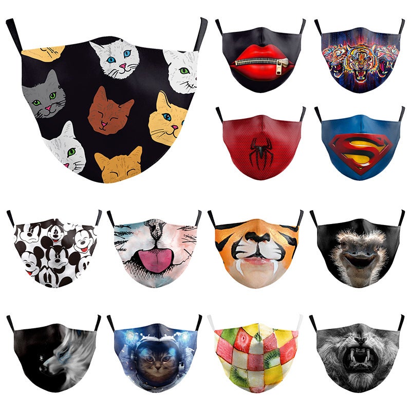 قناع مضحك، طباعة تعبير حيواني مضحك، قناع للأطفال قابل للتنفس، طبقتين، يمكن تركيب فلتر، يمكن غسله عدة مرات - Image 2