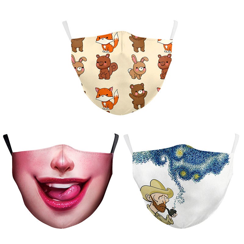 قناع مضحك، طباعة تعبير حيواني مضحك، قناع للأطفال قابل للتنفس، طبقتين، يمكن تركيب فلتر، يمكن غسله عدة مرات - Image 4