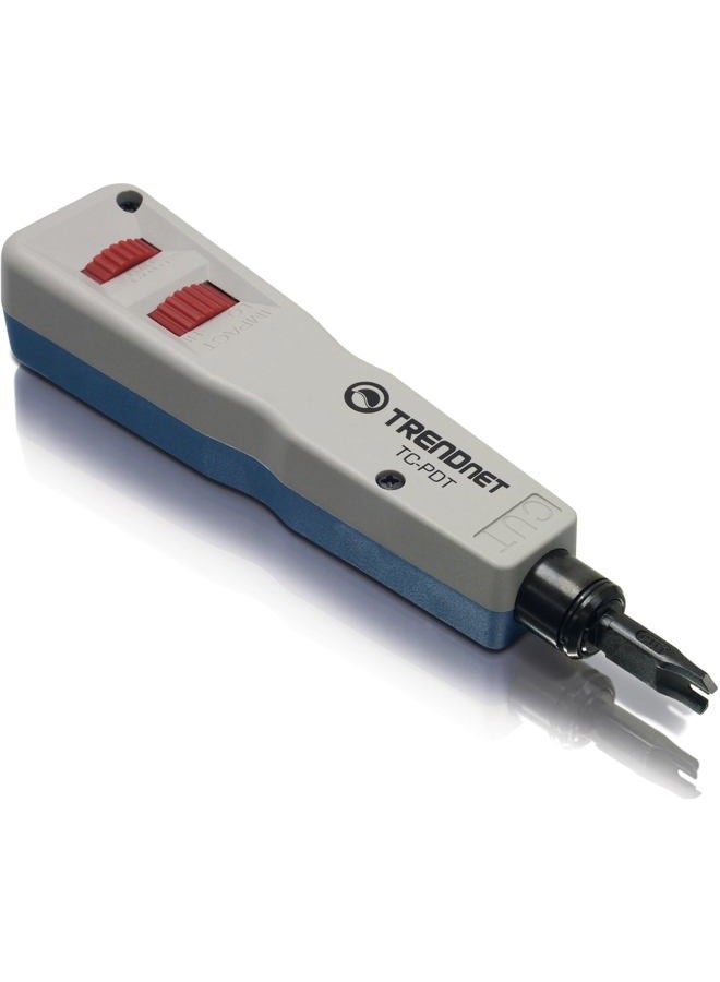 TRENDnet Punch Down Tool With 110 And Krone Blade, Insert & Cut Terminations In One Operation, Precision Blades Are Interchangeable Reversible, Network Tool, Grey, TC-PDT - Image 1