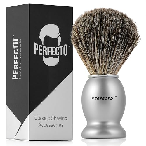 Perfecto 100 Original Pure Badger Shaving Brush Engineered for The Best Gift For Him All Methods Safety Razor Double Edge Razor Straight Razor Shaving Razor Gift for Men