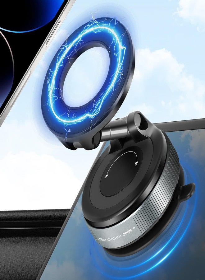 Ainiv Car Phone Holder Mount, Vacuum Magnetic Suction Phone Mount for Car, 360° Rotatable Foldable Suction Phone Mount, Portable Strong Magnet Holder for iPhone 17 16 15 14 13 12 Pro Max - Image 1