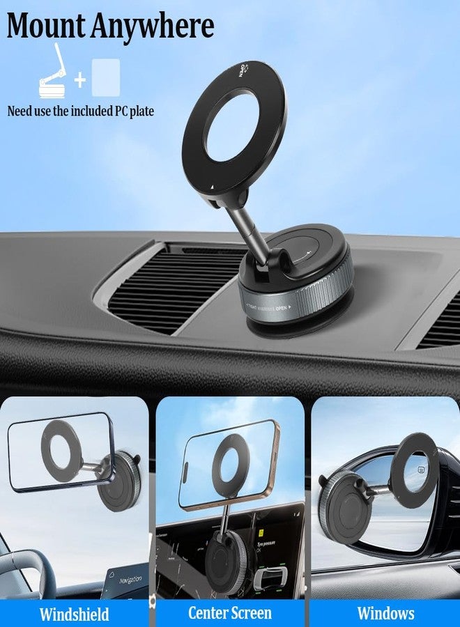 Ainiv Car Phone Holder Mount, Vacuum Magnetic Suction Phone Mount for Car, 360° Rotatable Foldable Suction Phone Mount, Portable Strong Magnet Holder for iPhone 17 16 15 14 13 12 Pro Max - Image 4