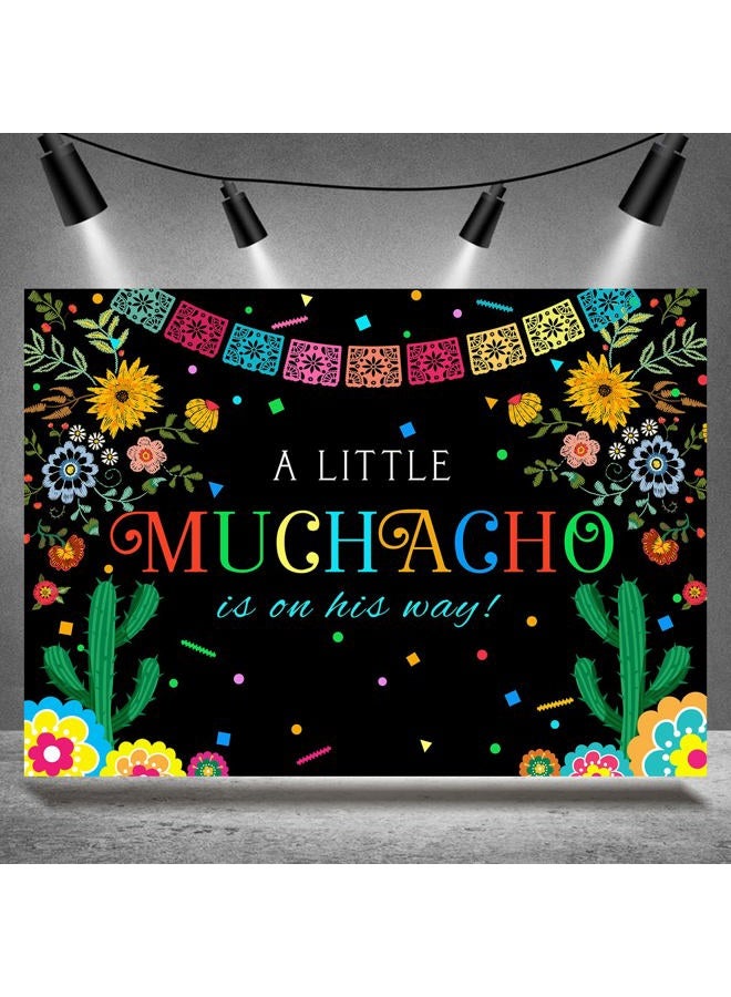 Rsuuinu Fiesta Baby Shower Backdrop for Boy Mexican A Little Muchacho is On His Way Photography Background Cactus Cinco Mayo Party Decorations Banner Supplies Favors Photo Booth Studio Props 7x5ft - Image 1