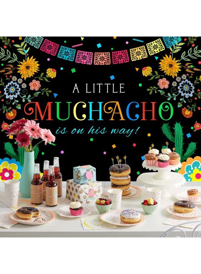 Rsuuinu Fiesta Baby Shower Backdrop for Boy Mexican A Little Muchacho is On His Way Photography Background Cactus Cinco Mayo Party Decorations Banner Supplies Favors Photo Booth Studio Props 7x5ft - Image 3