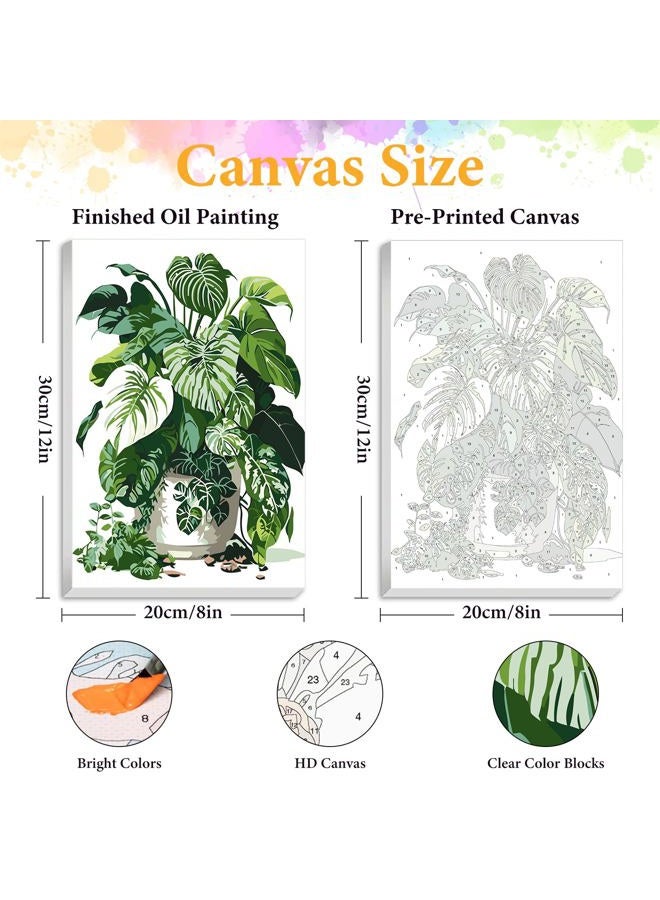 Okarina Framed Paint by Numbers Kit for Adults Beginner Plant, Adult Paint by Number Kits on Canvas Framed Green Plant, DIY Acrylic Oil Painting by Numbers with Frame, Perfect for Home Decor Gift 8 X 12 Inch - Image 2