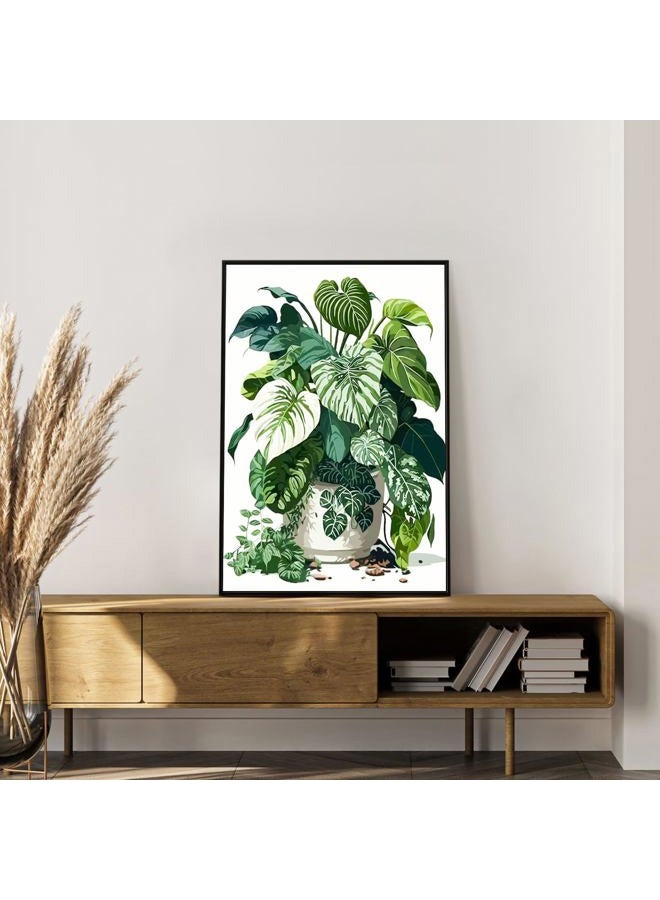 Okarina Framed Paint by Numbers Kit for Adults Beginner Plant, Adult Paint by Number Kits on Canvas Framed Green Plant, DIY Acrylic Oil Painting by Numbers with Frame, Perfect for Home Decor Gift 8 X 12 Inch - Image 3