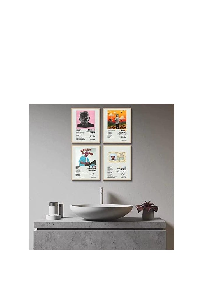 مؤسسة فكرة اليوم اليوم فكرة تايلر الخالق غلاف الألبوم الموقع قماش جدار الفن المطبوعات لديكور غرفة النوم للمراهقين، 8 × 10 بوصة، بدون إطار، 6 قطع - Image 3