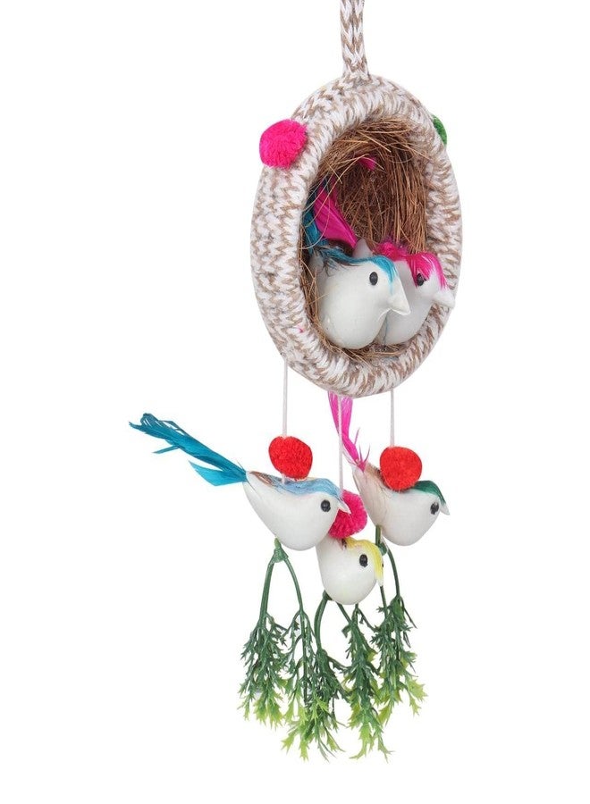 PulGos Home Decor Lovely Bird Nest,Beautiful Artificial Birds, Jute Nest Hanging for Balcony. Ideal for Home Decor, Wall Hanging and Decorative Showpiece to Enhance Any Space. - Image 1